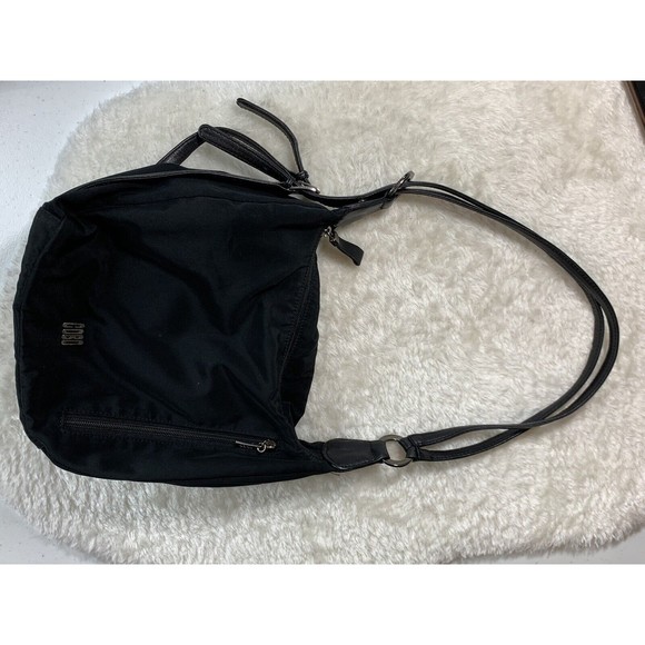 COBO INTERNATIONAL handbag satchel Logo Canvas silver Hardware black leather - Picture 16 of 16